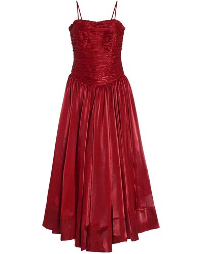 Aje. Regent Strapless Linen-blend Midi Dress - Red