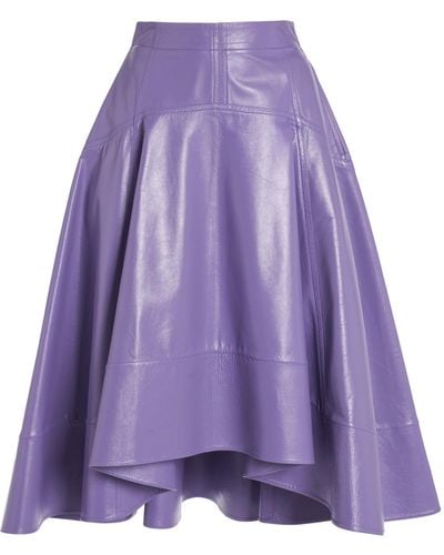 Bottega Veneta Leather Midi Skirt - Purple