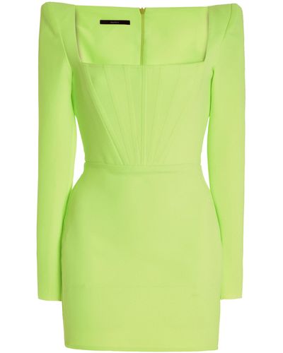 Alex Perry Exclusive Dale Stretch-crepe Corseted Mini Dress - Green