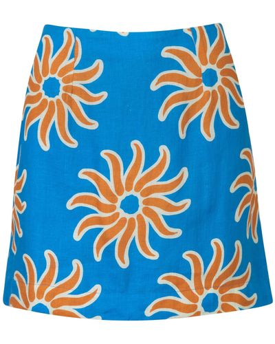 Cala De La Cruz Lulo Print Linen Mini Skirt - Blue