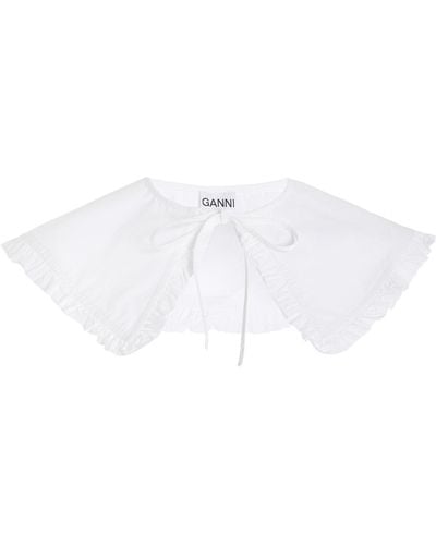 Ganni Ruffled Cotton Poplin Collar - White
