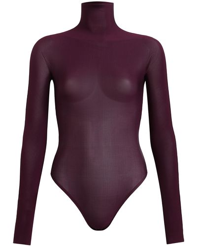 Alaïa Knit Turtleneck Bodysuit - Purple