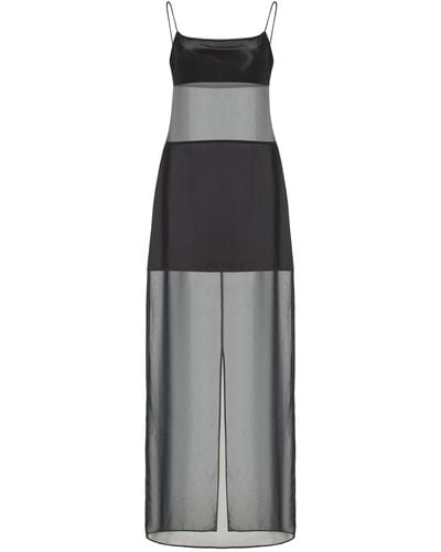 STAUD Misty Sheer-paneled Maxi Dress - Grey