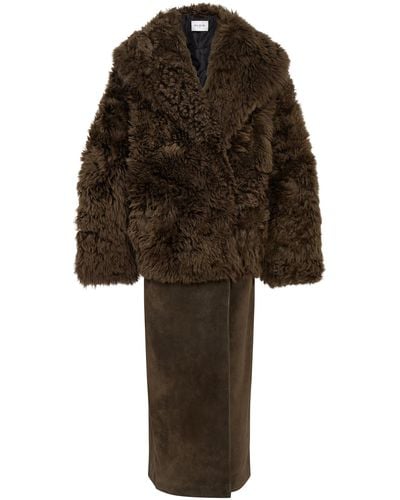 Alaïa Oversized Shearling Coat - Brown