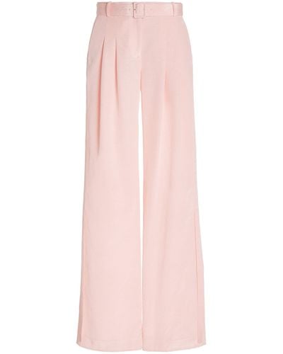 Hellessy Sanford Belted Faille Wide-leg Trousers - Pink