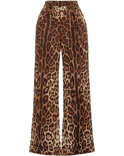 Dolce & Gabbana Leopard-print Silk Pyjama Trousers - Brown