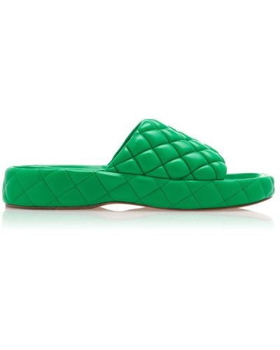 Bottega Veneta Padded Matelasse Slide Sandals - Green