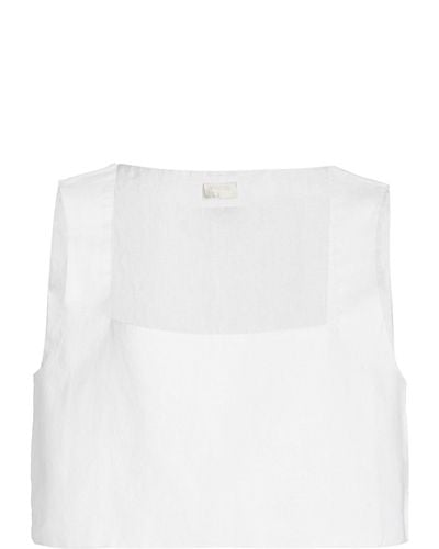 Posse Exclusive Alice Linen Crop Top - White