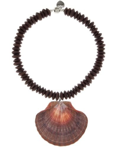 Julietta Exclusive Beaded Shell Necklace - Brown