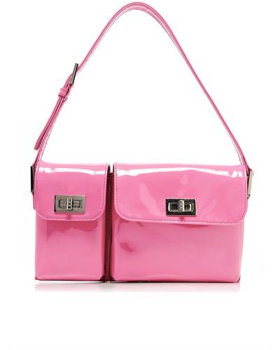 BY FAR Billy Dual Pouch Patent Leather Shoulder Bag - Pink