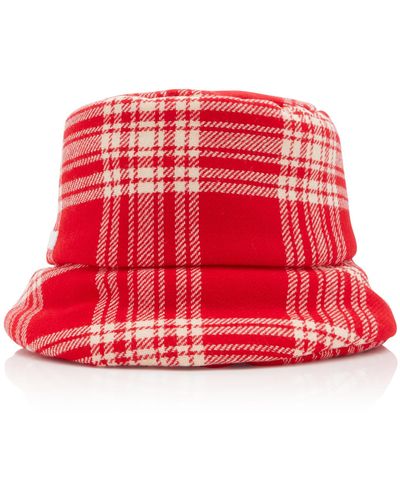 Miu Miu Padded Plaid Wool-blend Bucket Hat - Red