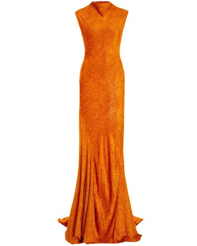 TOVE Elisa Flocked Gown - Orange