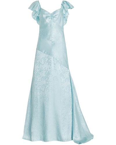 Markarian Katharina Ruffled Silk-blend Jacquard Gown - Blue