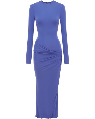 Alex Perry Wrap-front Draped Jersey Midi Dress - Blue