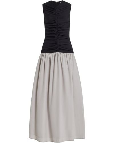 Anna Quan Isla Ruched Cotton-blend Maxi Dress - Gray