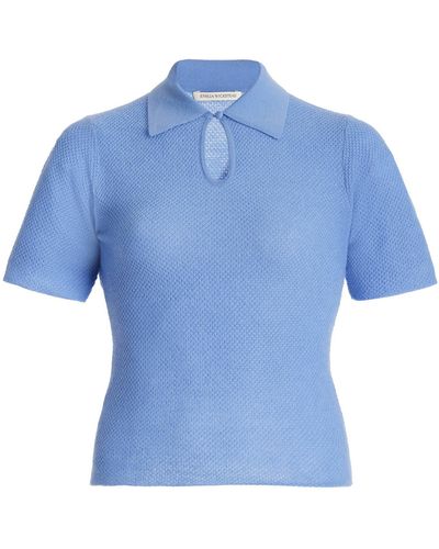 Emilia Wickstead Margaret Wool Polo Top - Blue