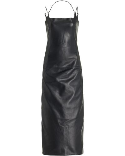 The Attico Leather Midi Dress - Black