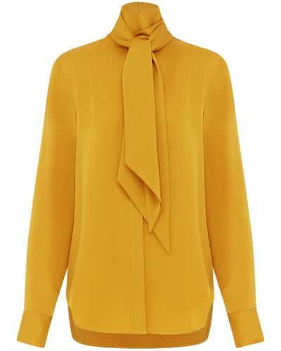 Alex Perry Tie-detailed Satin Crepe Top - Yellow