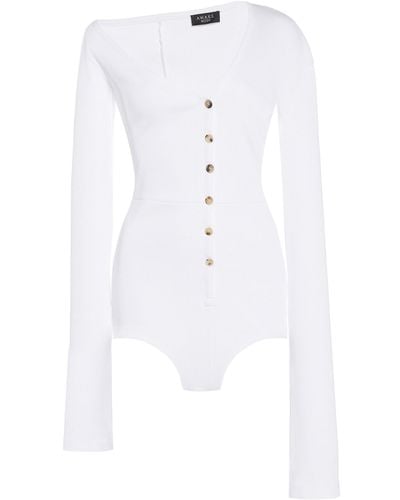 A.W.A.K.E. MODE Asymmetric Stretch-cotton Bodysuit - White