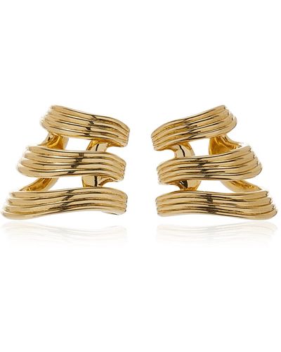 Fernando Jorge Stream Lines 18k Yellow Gold Triple Hoop Earrings - Metallic