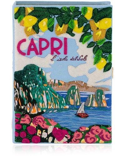 Olympia Le-Tan Capri Lemons Mer Bio Book Clutch - Green