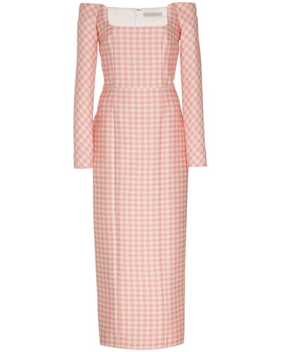 Emilia Wickstead Off-the-shoulder Gingham Dress - Pink
