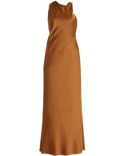 Significant Other Annabel Draped Satin Maxi Dress - Brown