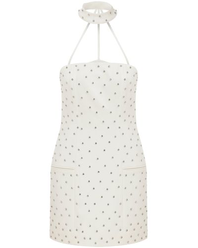 Ila Bonnie Embellished Choker Mini Dress - White