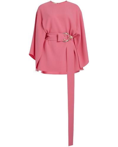 Elie Saab Belted Cady Top - Pink