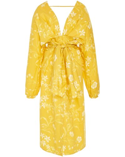Johanna Ortiz San Bernardo Del Viento Printed Cotton Dress - Yellow