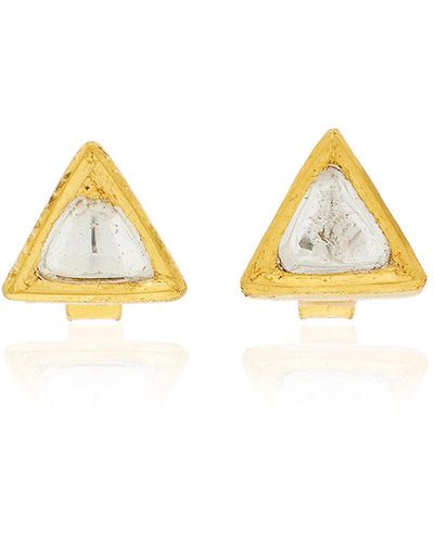 Amrapali 18k Yellow Gold Kundan Diamond Stud Earrings - Metallic