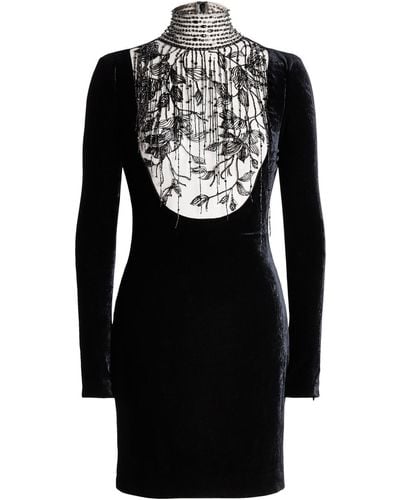 Ralph Lauren Shamus Embellished Velvet Mini Dress - Black