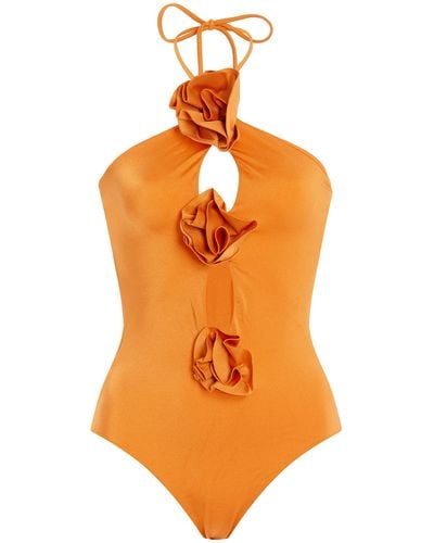 Maygel Coronel Fiora Rosette-detailed Cutout One-piece Swimsuit - Orange