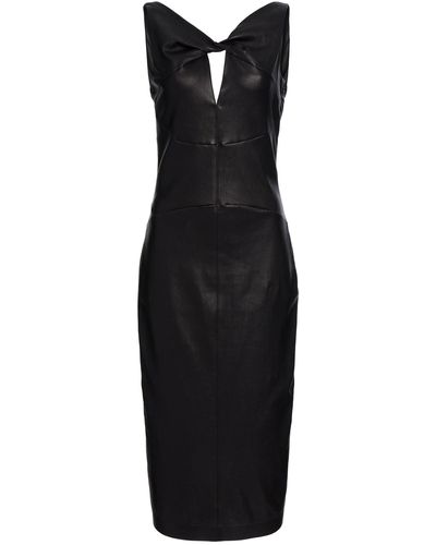 Givenchy Twisted Leather Midi Dress - Black