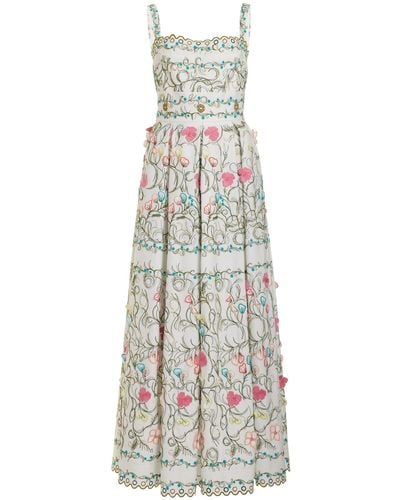 Elie Saab Floral-embroidered Maxi Dress - White
