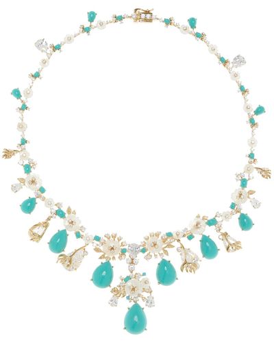 Anabela Chan Paradise 18k Yellow Gold Vermeil Turquoise, Diamond, Mother-of-pearl Necklace - Blue