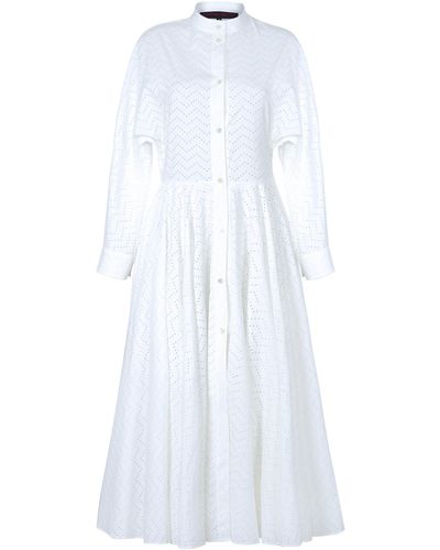 Martin Grant Perforated Cotton Poplin Midi Shirt Dress - White