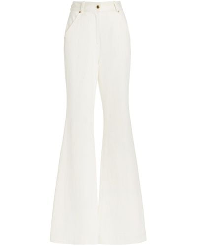 Sergio Hudson High-rise Cotton Wide-leg Trousers - White