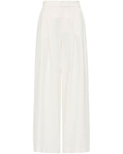 St. Agni Tailored Linen Wide-leg Trousers - White