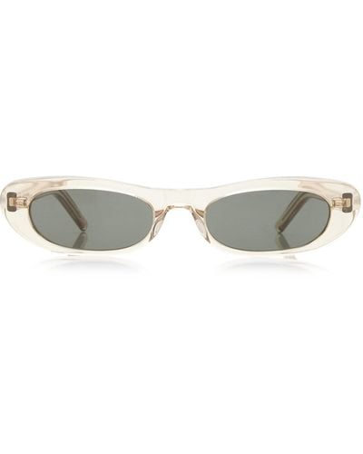Saint Laurent Shade Narrow Oval-frame Acetate Sunglasses - Natural