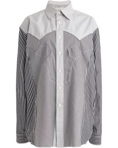 Maison Margiela Patchwork Striped Cotton Shirt - Grey