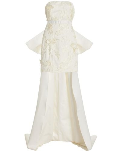 ROTATE BIRGER CHRISTENSEN Floral-appliquéd Crepe Mini Dress - White