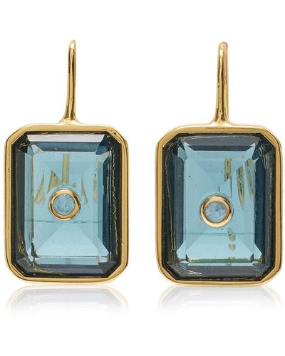 Lizzie Fortunato Tile Topaz, Crystal Gold-plated Earrings - Blue