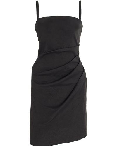 Anemos The Nadege Draped Linen Mini Dress - Black