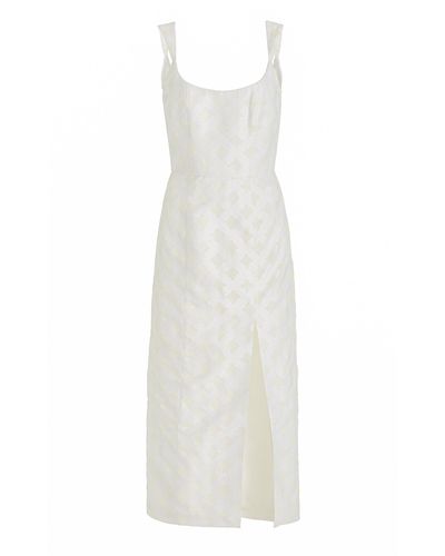 Markarian Exclusive Floral Cotton-silk Organza Midi Dress - White