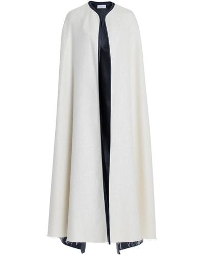 Gabriela Hearst Glenys Leather-trimmed Silk-wool Cape - White