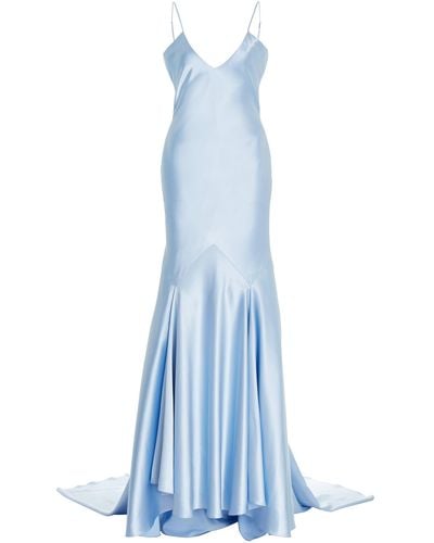 Sergio Hudson Silk Georgette Gown - Blue