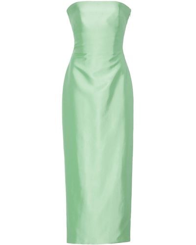 Brandon Maxwell Strapless Knotted-back Satin Cocktail Dress - Green