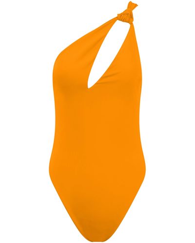 AEXAE Knot One-shoulder Swimsuit - Orange