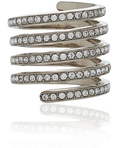 AMINA MUADDI Vittoria Crystal-embellished Silver-tone Ring - Metallic